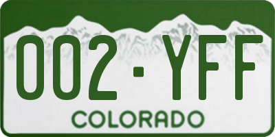 CO license plate 002YFF