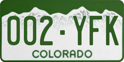 CO license plate 002YFK