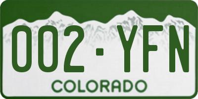 CO license plate 002YFN