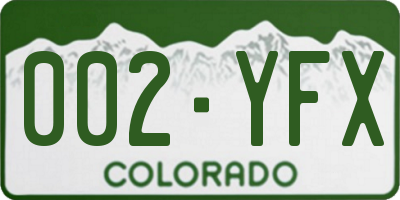 CO license plate 002YFX
