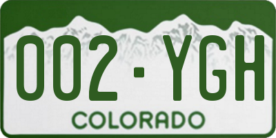 CO license plate 002YGH