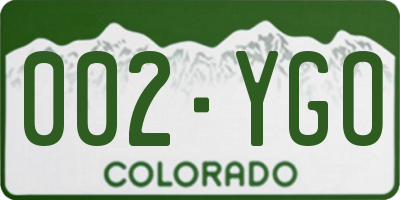 CO license plate 002YGO