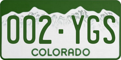 CO license plate 002YGS