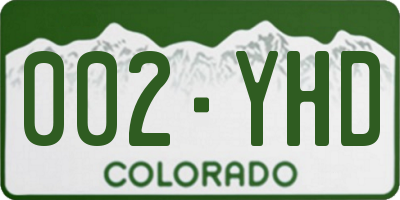 CO license plate 002YHD