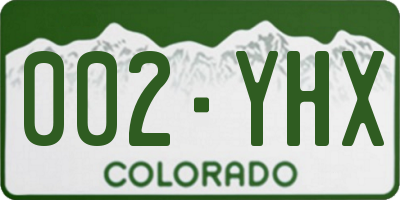 CO license plate 002YHX