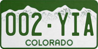CO license plate 002YIA