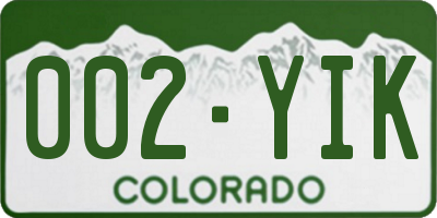 CO license plate 002YIK
