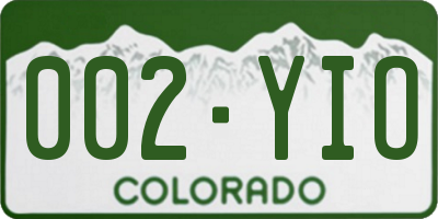 CO license plate 002YIO