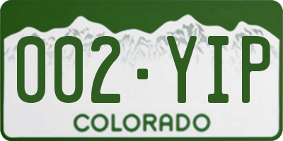 CO license plate 002YIP