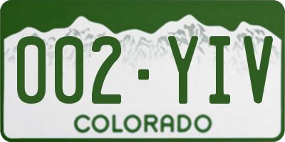 CO license plate 002YIV