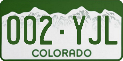 CO license plate 002YJL