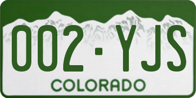 CO license plate 002YJS