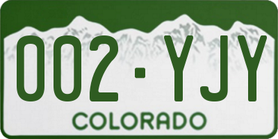 CO license plate 002YJY
