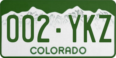 CO license plate 002YKZ