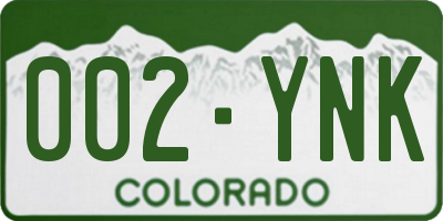 CO license plate 002YNK