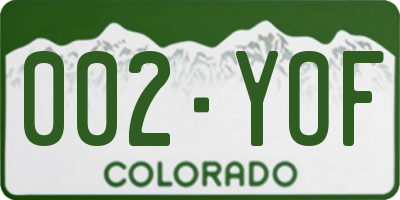 CO license plate 002YOF