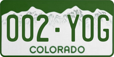 CO license plate 002YOG