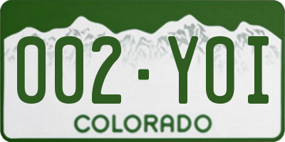 CO license plate 002YOI