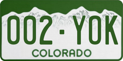 CO license plate 002YOK