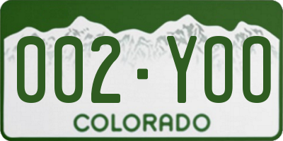 CO license plate 002YOO