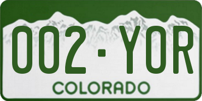 CO license plate 002YOR