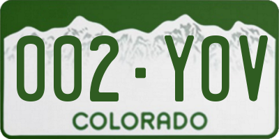 CO license plate 002YOV