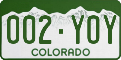 CO license plate 002YOY