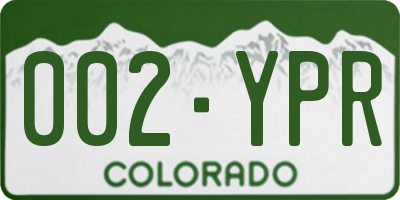 CO license plate 002YPR