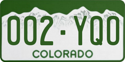 CO license plate 002YQO