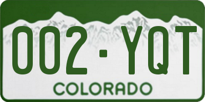 CO license plate 002YQT