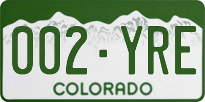 CO license plate 002YRE