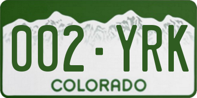 CO license plate 002YRK