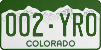 CO license plate 002YRO