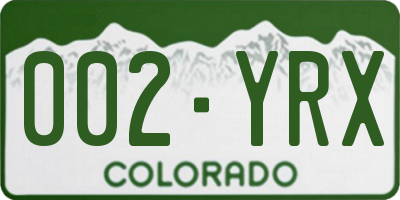 CO license plate 002YRX