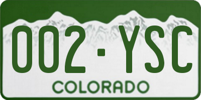 CO license plate 002YSC