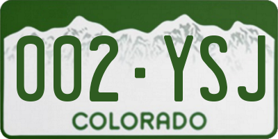 CO license plate 002YSJ