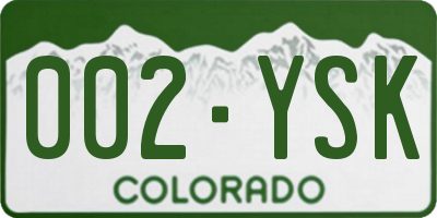 CO license plate 002YSK