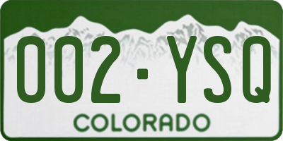 CO license plate 002YSQ