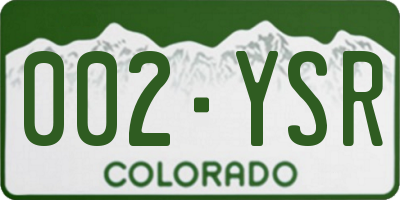 CO license plate 002YSR