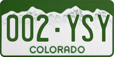 CO license plate 002YSY