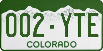 CO license plate 002YTE