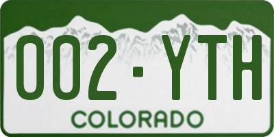 CO license plate 002YTH