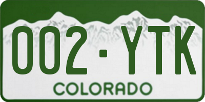 CO license plate 002YTK