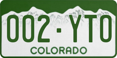 CO license plate 002YTO