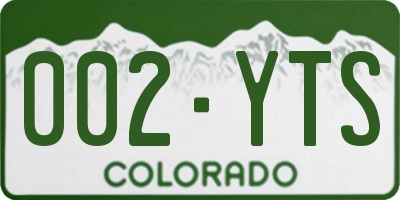 CO license plate 002YTS