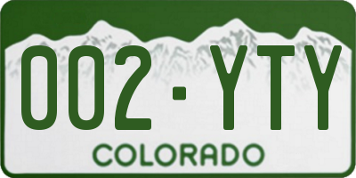 CO license plate 002YTY