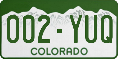CO license plate 002YUQ