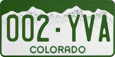 CO license plate 002YVA