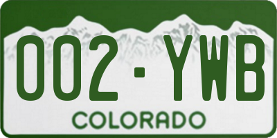 CO license plate 002YWB
