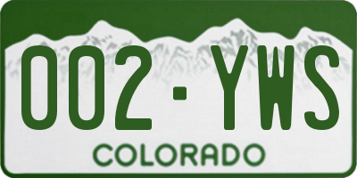 CO license plate 002YWS